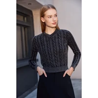 AP 2026 Women Washed Sweater Autumn and Winter Cable Sweater Stretch Skirt and Fashion Leather Skirt - Image 2