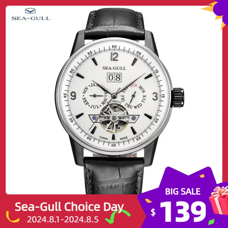 

Seagull Men Automatic Watch Fashion Hollow Flywheel Mechanical Wristwatch 43MM 50M Waterproof Clock reloj hombre Dial 328/1328