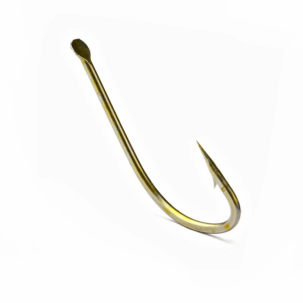 FTK Brown High Carbon Steel Barbed Fishing Hook 100Pcs/lot Size1#-10# Flatted Fishhooks for Carp Fishing Accessories