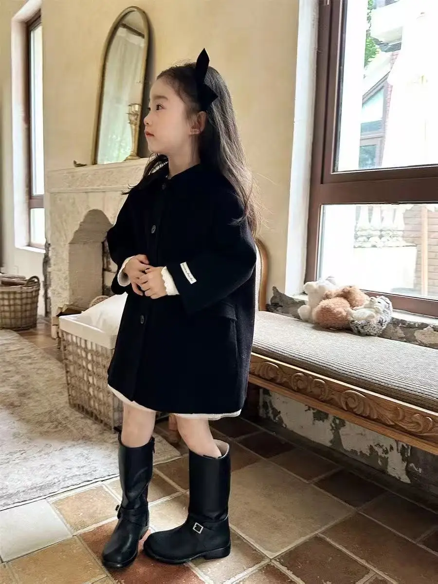 Girls' Spring and Autumn High end Double sided Cashmere Coat Children's Autumn Wool Korean Edition Woolen Coat