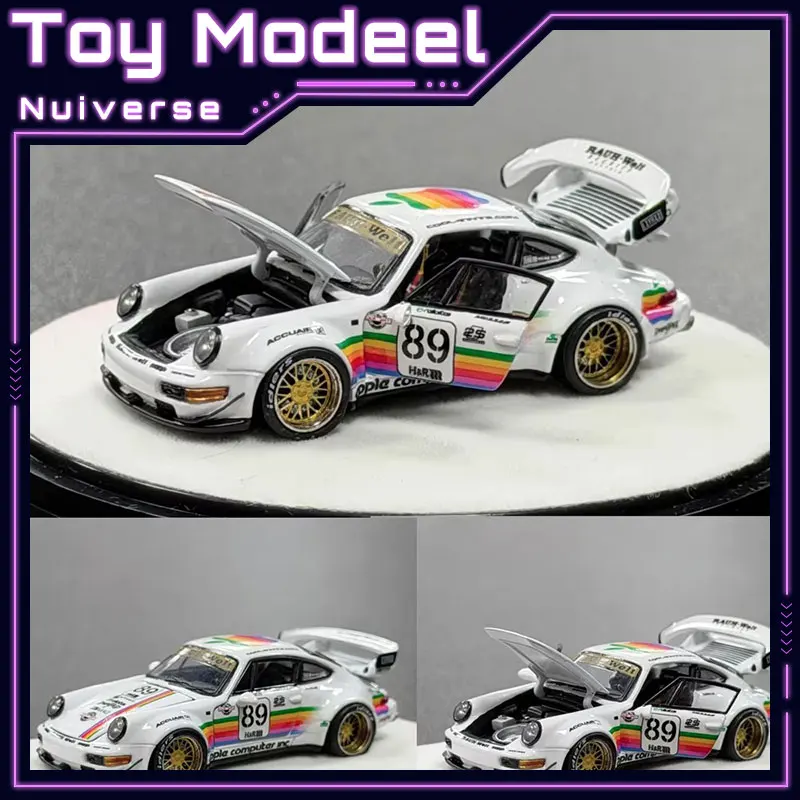 PGM 1:64 Porsche RWB964 White Apple High Detail Classic Diecast Alloy Simulation Car Model Collectible Lux Ornament Perfect Gift