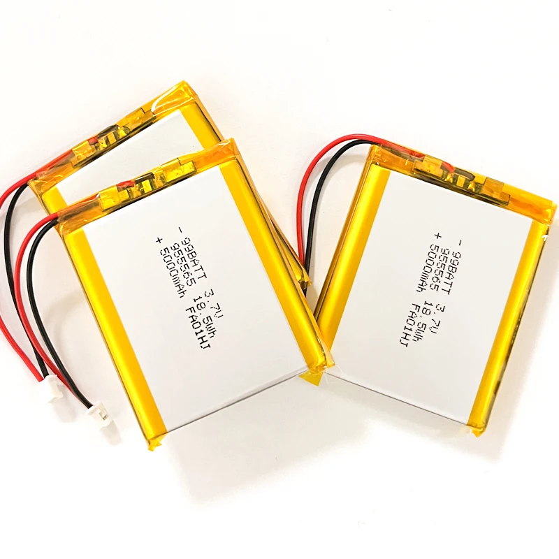 955565 3.7v Lipo Battery 5000mAh 18.5wh Polymer Lithium Battery Jst PH 2.0mm 2pin Plug for Power Bank GPS Locator Tablet PC DVD