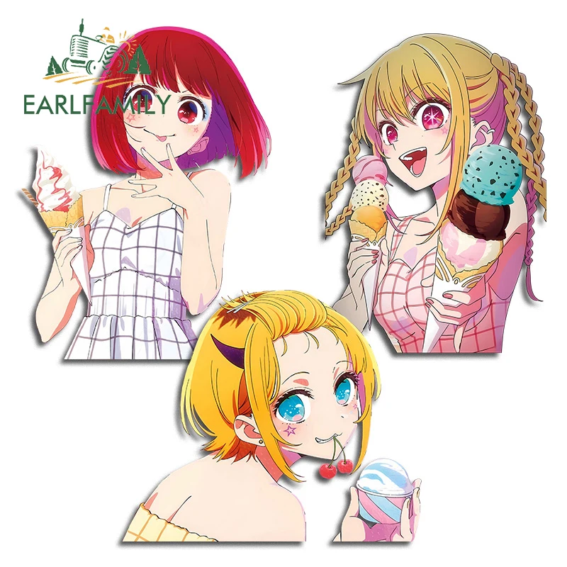 

EARLFAMILY 13cm For Ice Cream MEM CYO Arima Kana Hoshino Rubii Car Stickers Fashionable Anime Decals Car Label Sunscreen