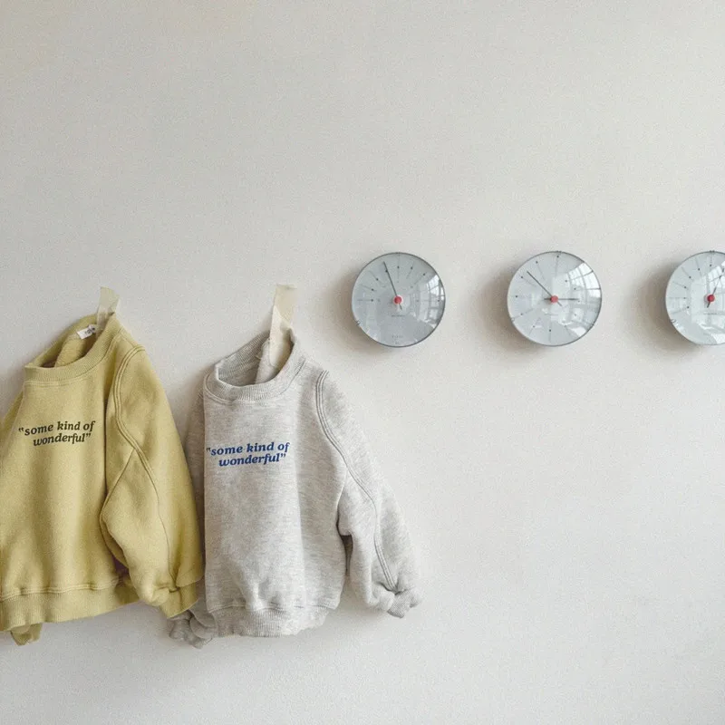 

2026 Spring New Baby Long Sleeve Sweatshirt Letter Print Boys Casual Pullover Infant Girls Cotton Tops Children Clothes