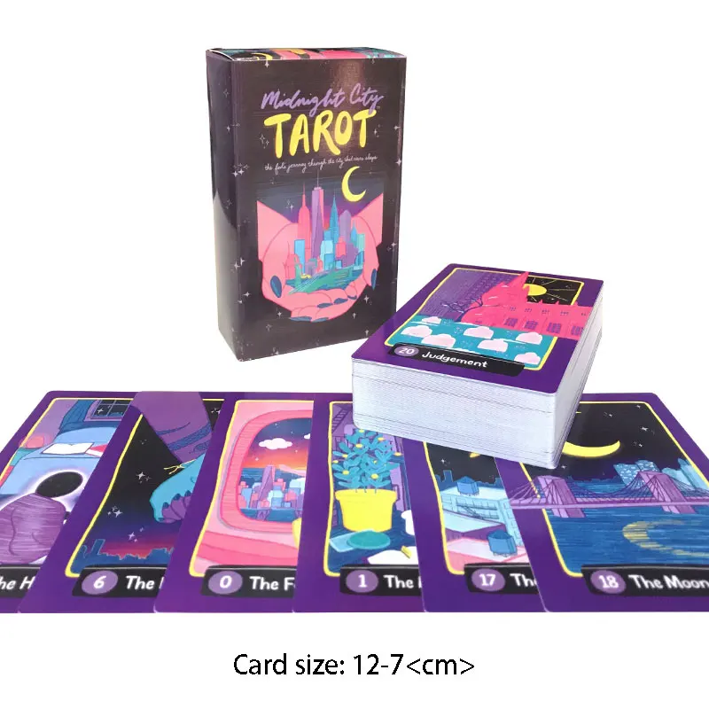 

Hot sales 12-7 CM City Tarot Oracle Card Fate Divination Prophecy Card Family Party Game Toy Tarot Brochure Guide