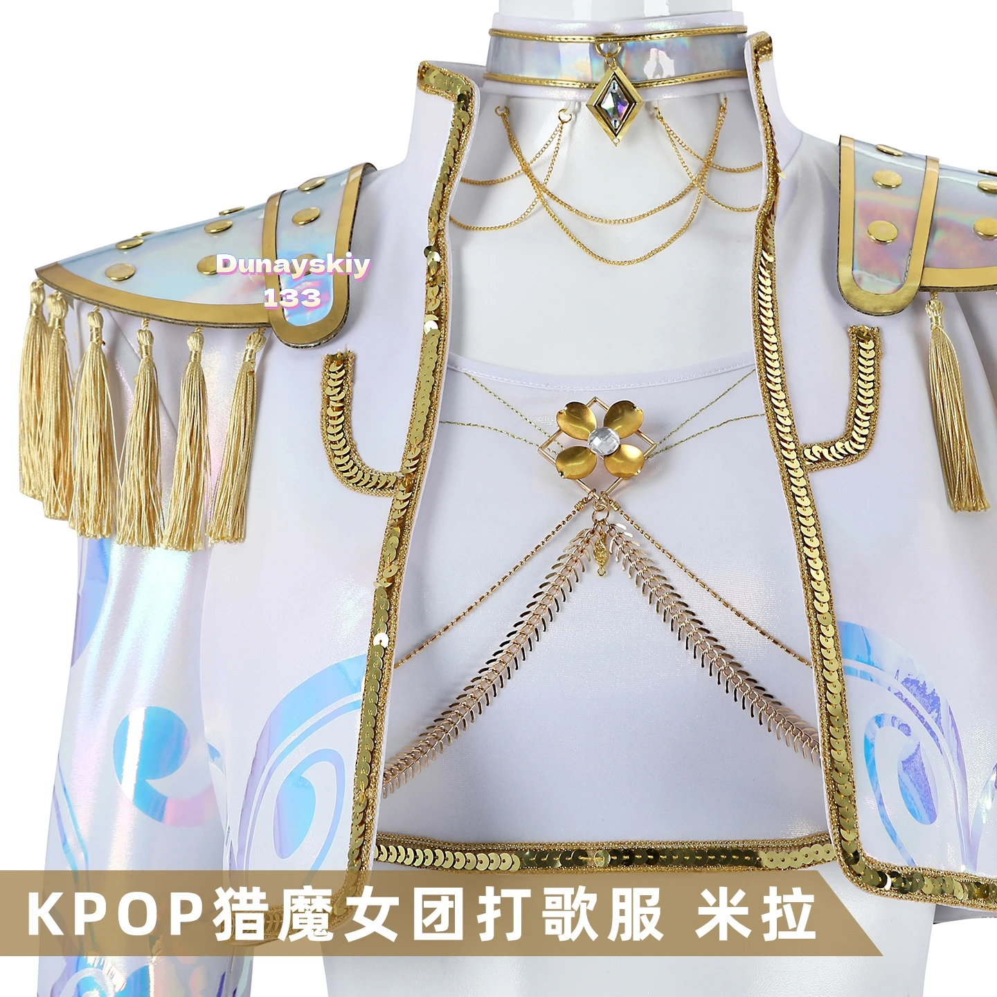 مجموعة شعر مستعار كوسبلاي أنيمي Kpop ميرا باللونين الأبيض والأزرق قابلة للتعديل مع إكسسوارات أزياء الهالوين