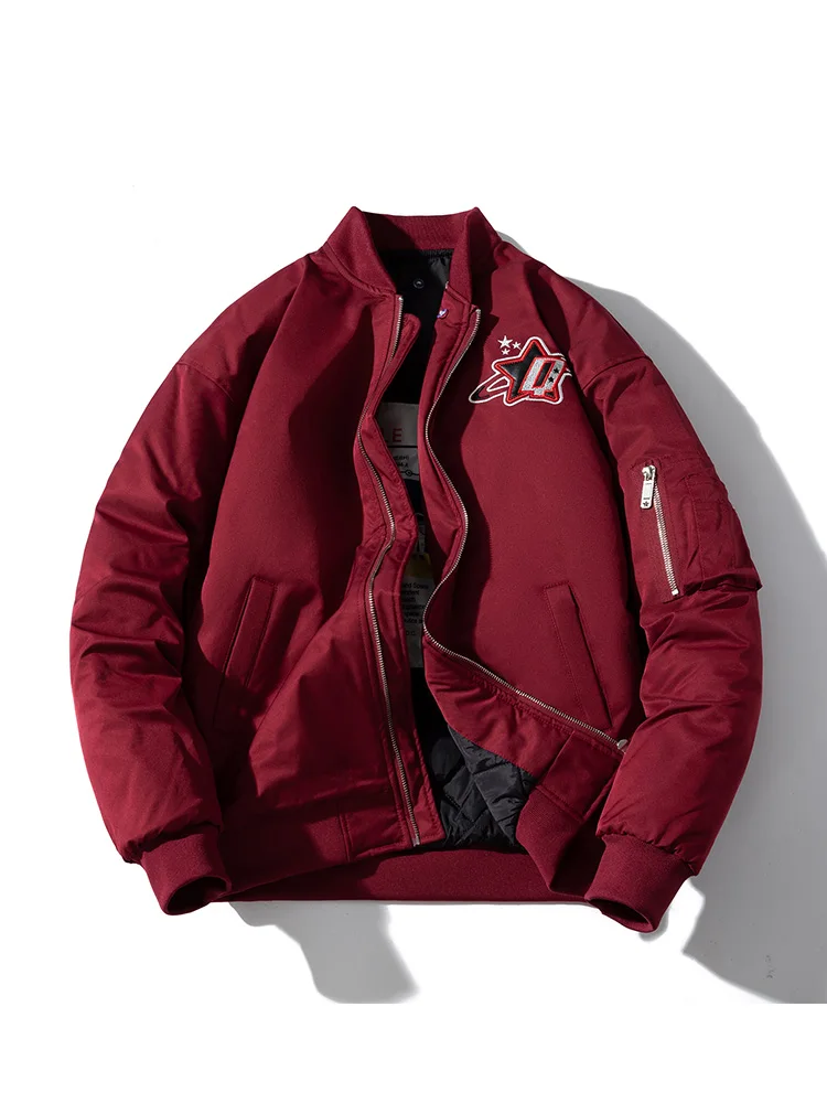 

Casual American Retro Trendy Cotton Jaet Pilot Coat Men's Embroidery Baseball Autumn Winter Outerwear Couple's Coat