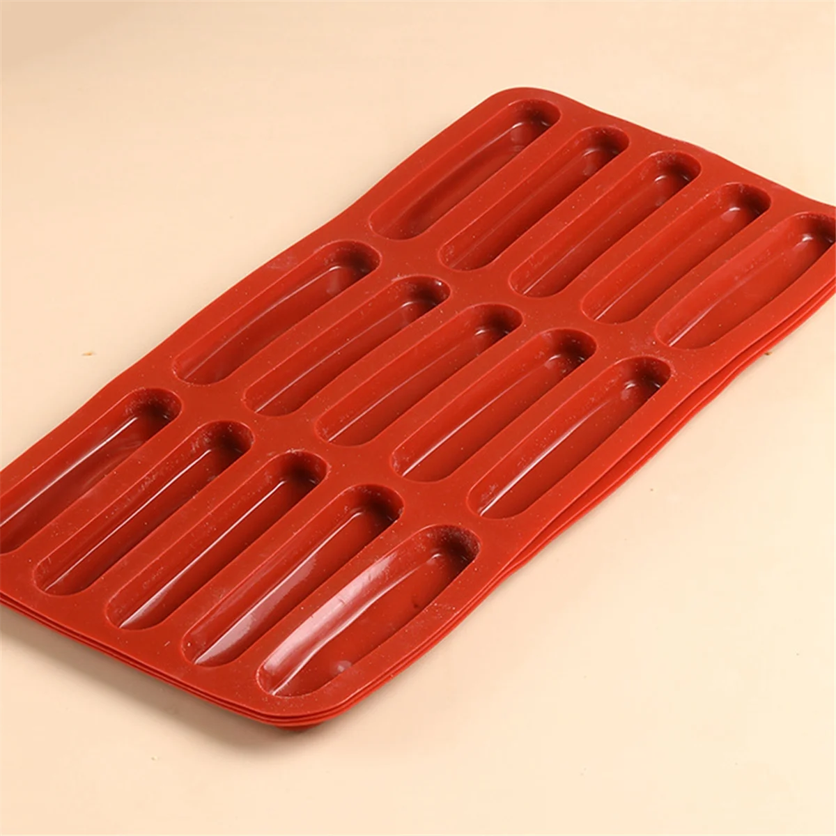 Tiramisu Finger Biscuit Silicone Mould,15 Cavities Cereal Bars Baking Mould,Chocolate Bar Mold, Long Strip Silicone Mold