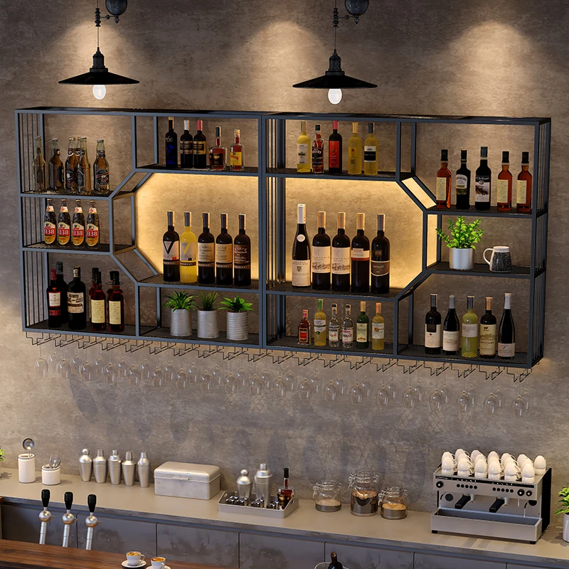 Simple and modern wall-mounted wine rack, storage rack, red wine cabinet display rack, wall-mounted decorative wine glass rack