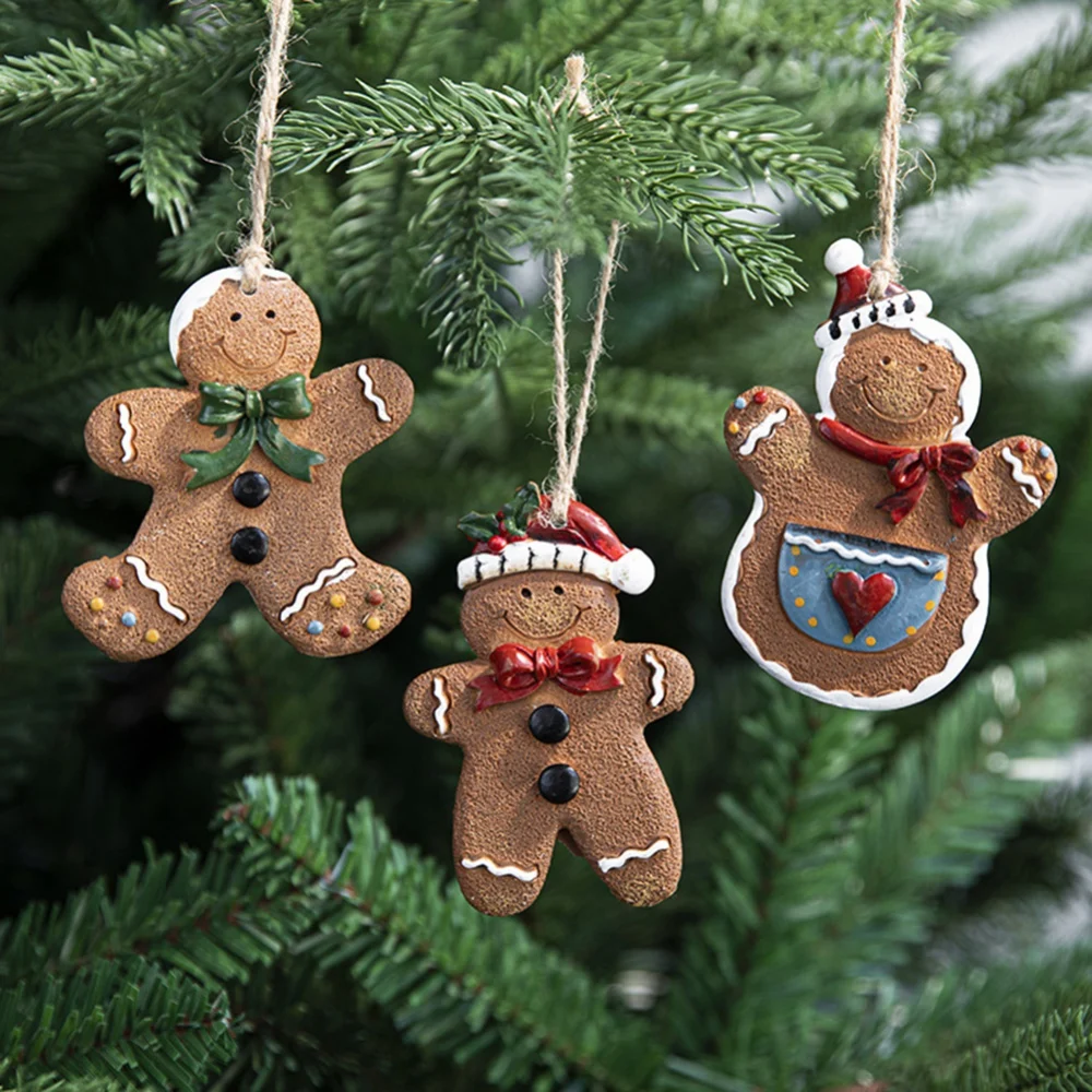 1PC Christmas Gingerbread Man Decorations Christmas Tree Resin Pendant Ornaments Home Party Navidad 2024 New Year Xmas Decor