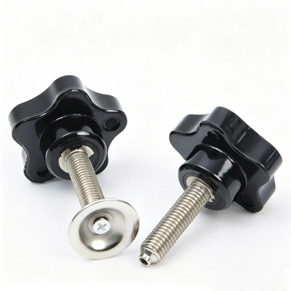 1Pcs M8 M10 Five Star Handle With Pressure Plate Plum Bakelite Tighten Nuts Handles D=38mm Plastic Knob Handle Head Screw