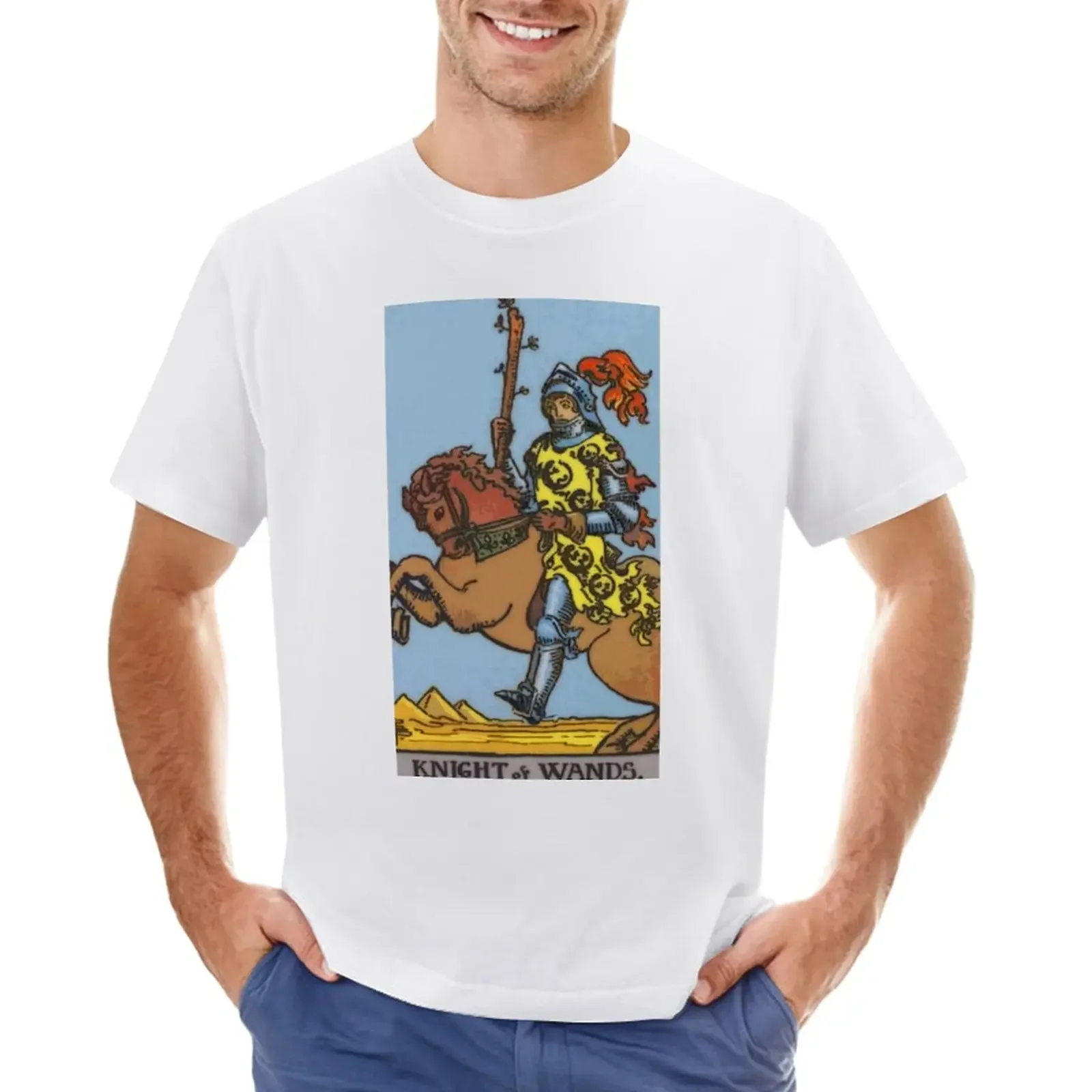 Knight of Wands Tarot Card Rider Waite Classic T-Shirt plus size tops funnys summer top animal prinfor boys clothes for men