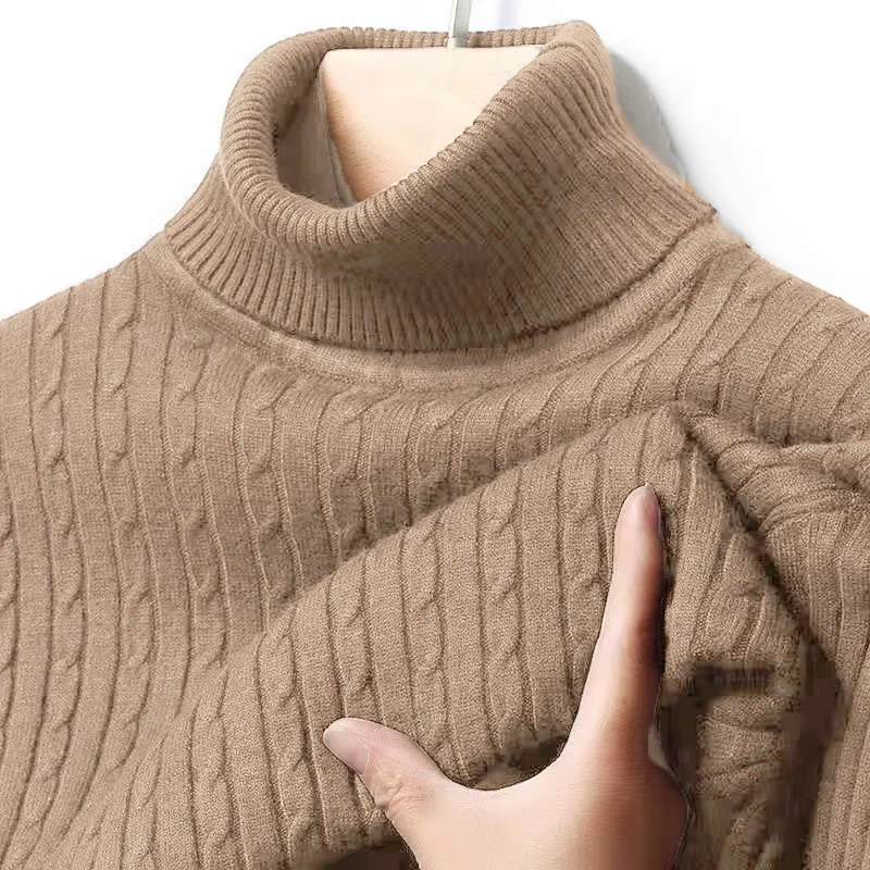 Winter High Neck Thick Warm Sweater Men Turtleneck Brand Mens Sweaters Slim Fit Pullover Men Knitwear Male Double Collar