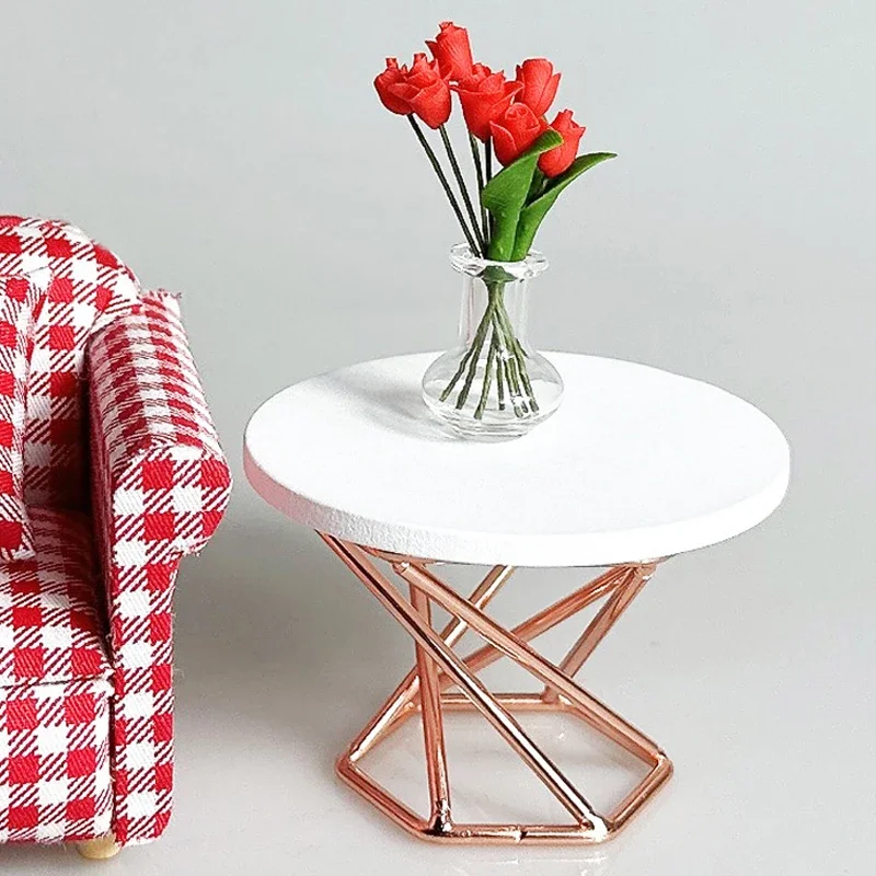 Mesa de centro en miniatura para casa de muñecas 1:12, mesa de té, muebles de mesa auxiliar, modelo de decoración para el hogar, accesorios para casa de muñecas de juguete