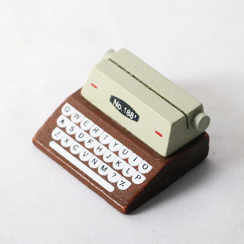

Miniature Typewriter Model Home Decor Retro Prop Wood House nament Vintage Style Mini Printer Office Electronics