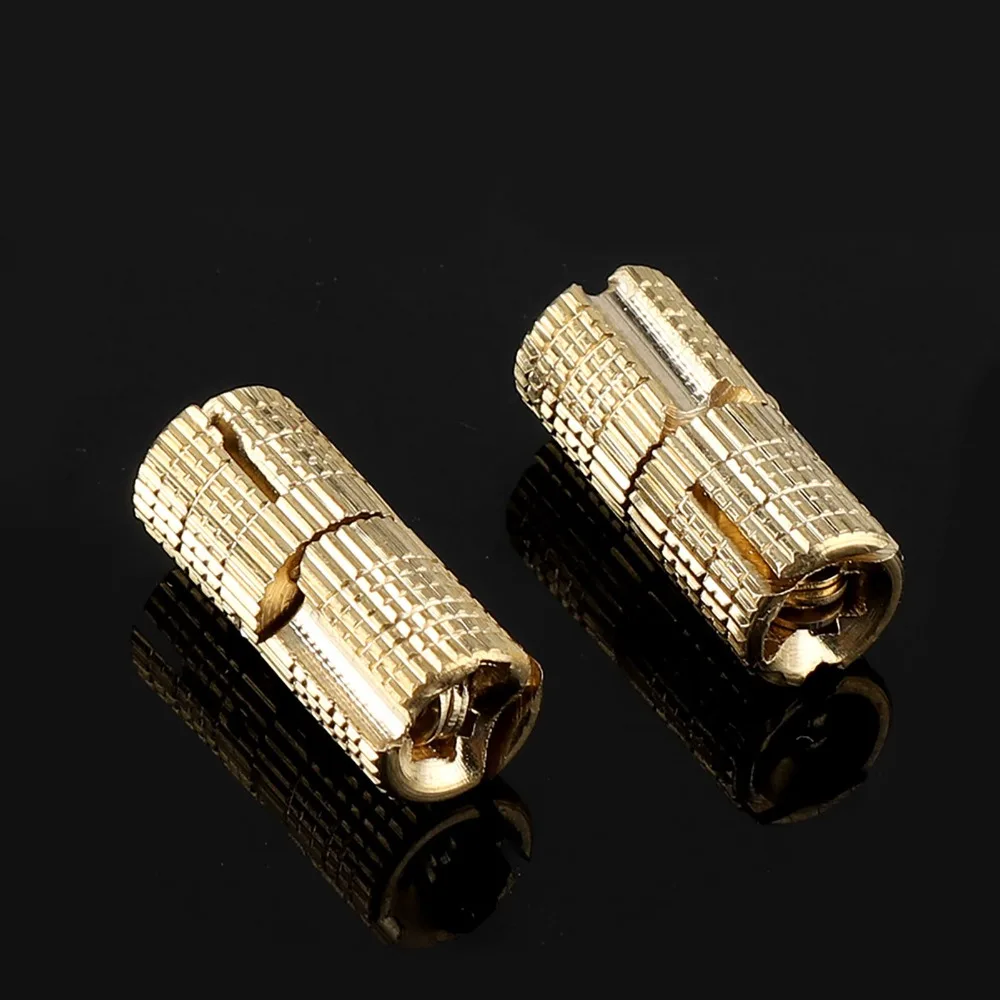 8PCS 8mm Cabinet Hinge 180 Degree Opening Angle With Screws Barrel Hinge Brass Invisible Furniture Hinge Cabinet Installation