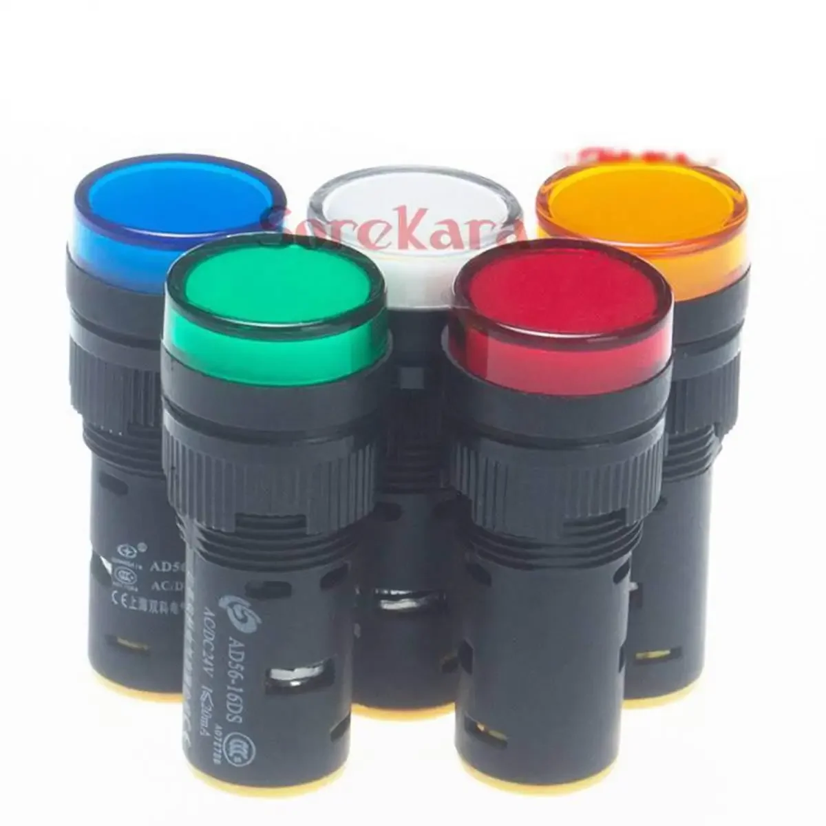 16mm Mount Diameter 12VDC 24VDC 110VAC 220VAC Orange/Red/White/Blue/Green LED Power Indicator Signal LightSwitch