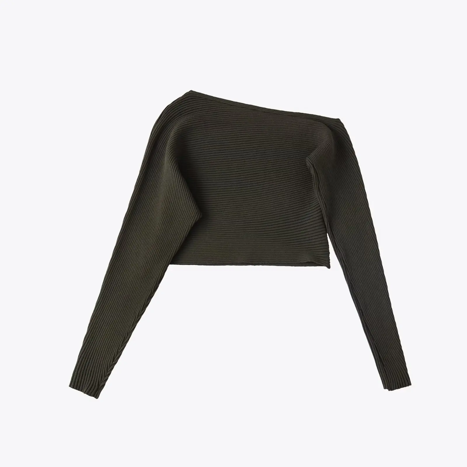 Jesienna Nowa Damska Moda Dopasowany Długi Sweter Dzianinowy Asymetryczny Streetwear Poliester Ciepły Długi Top