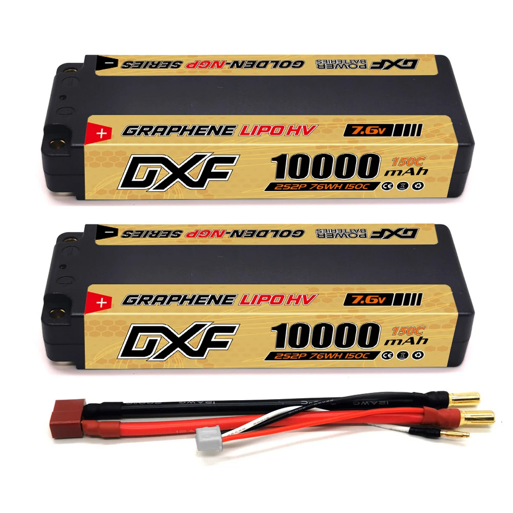 Image of DXF 2S Lipo Batteria 10000mAh 7.6V 150C 5mm T Spina Custodia rigida per 1/10 Buggy Truggy Offroad Barca Auto Barca Camion RACING Elicottero cod004