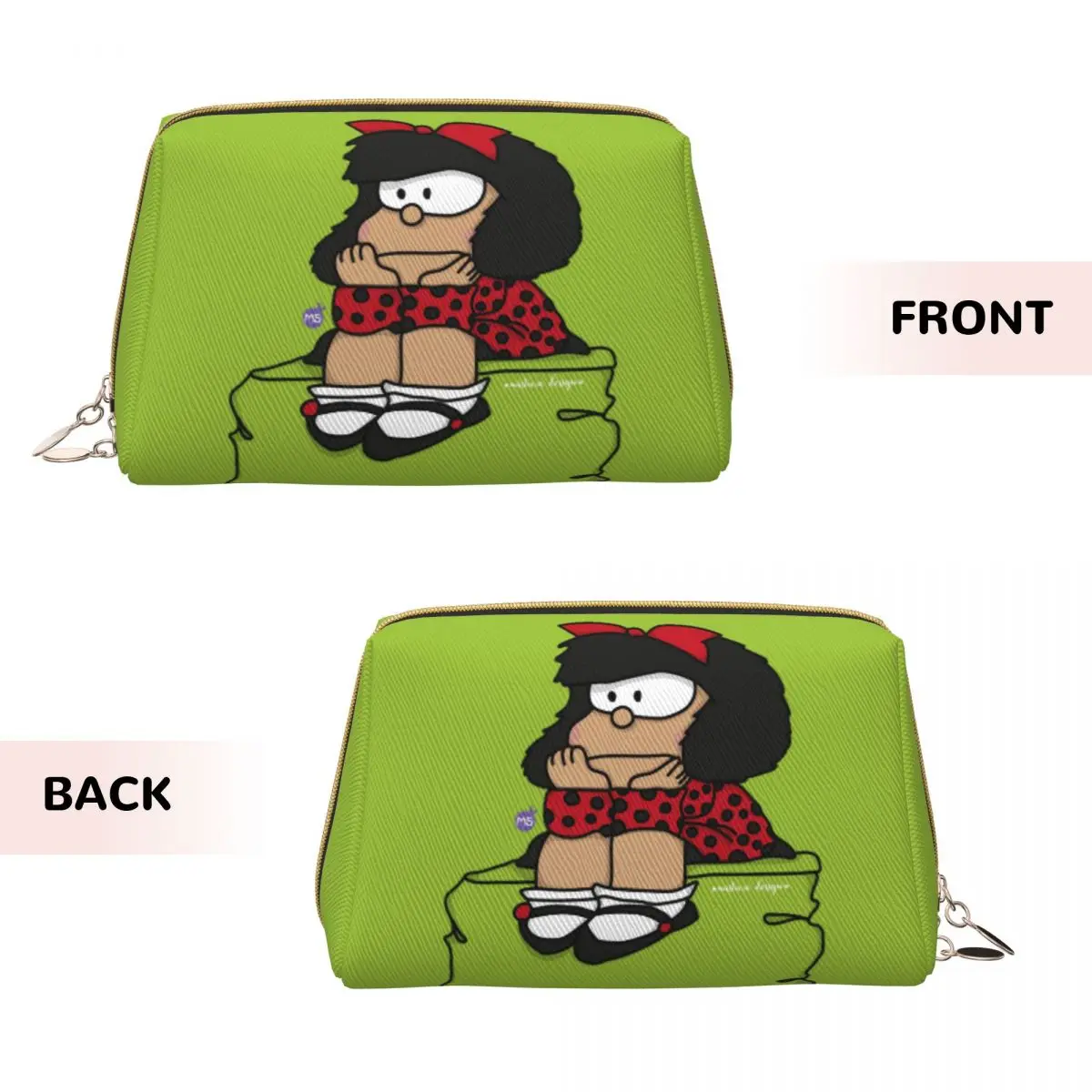 Cute Mafalda Cartoon Leather Makeup Bag Fashion Large Capacity Cosmetic Bags Accessories Women Zipper Beauty Toiletry