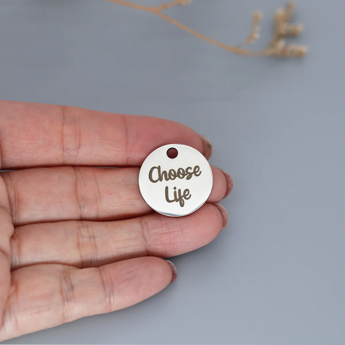 3Pcs Disc Choose Life Letter Laser Craft Stainless Steel Pendants Charms For Jewelry Making Bransoletki Naszyjnik Brelok Materiały eksploatacyjne
