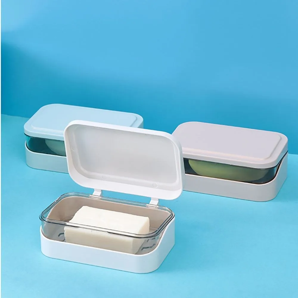 Transparent Flap Soap Box Bathroom Storage Large Soap Dish Soap Holder Plastic Soap Case Dormitory Soap Box Home Container