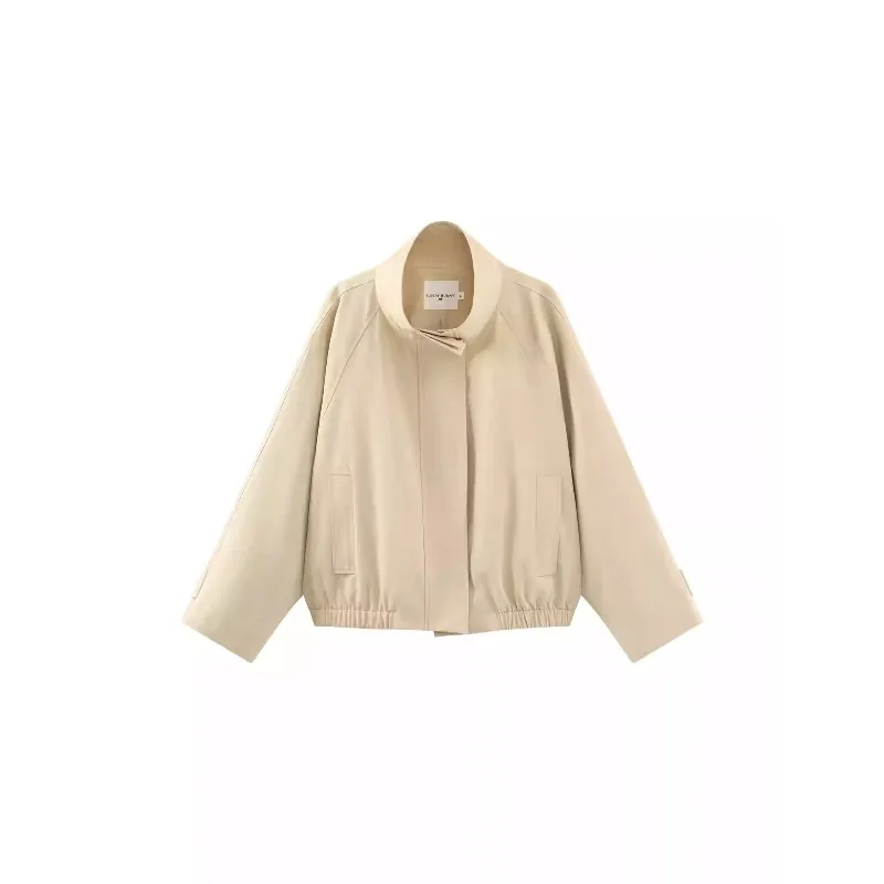 เสื้อโค้ทเทรนช์ผู้หญิง ทรงโอเวอร์ไซส์ คอตั้ง เสื้อคลุมลำลอง แฟชั่นทันสมัย เสื้อคลุมตัวเล็ก ดีไซน์หรูหรา สวมใส่ได้ทุกวัน