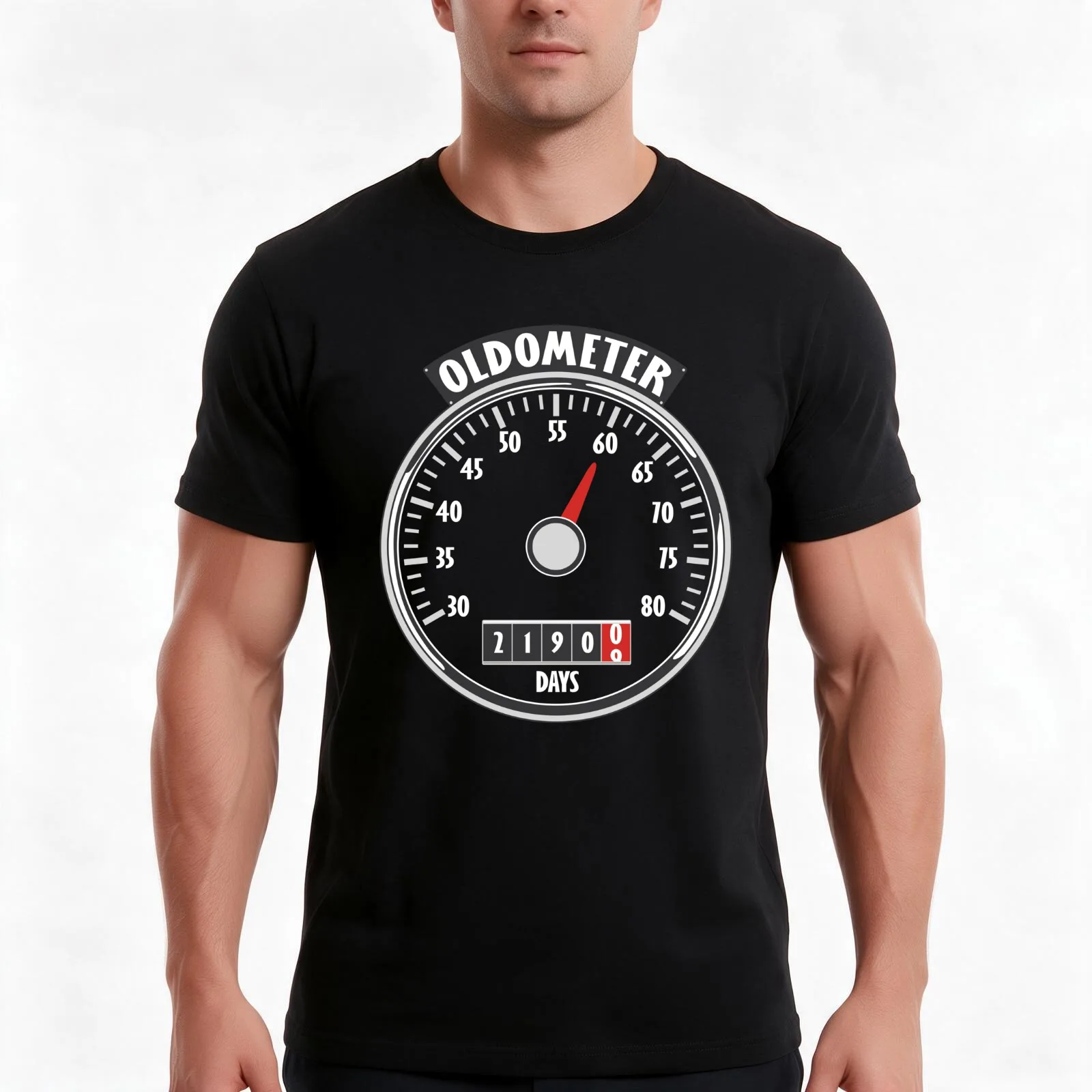 Oldometer 60 T-Shirt, Summer Casual Cotton Tee, Oversized Streetwear Tops, Vintage Graphic Print, Loose Fit Short Sleeve