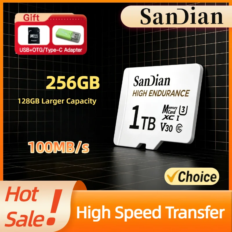 128GB 256GB High Endurance Micro TF SD Card Original V30 C10 For Dash Camera Home Security CCTV Car DVR