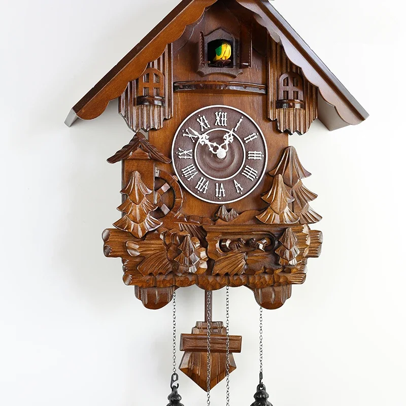 Cuckoo Wall Clock Solid Wood Hand Carved Living Room Wall Clock