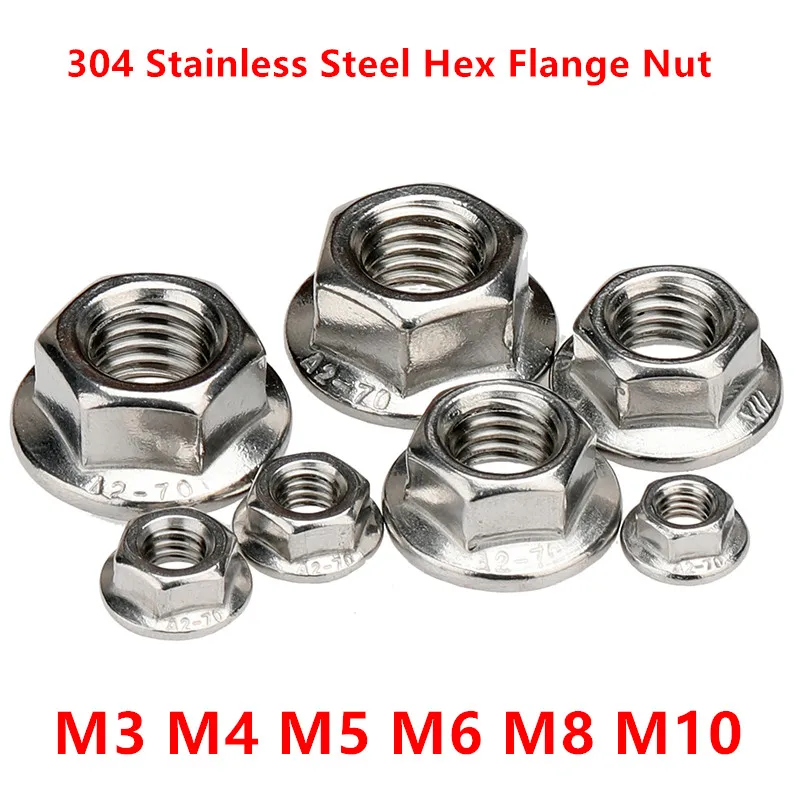 DIN6923 M3 M4 M5 M6 M8 M10 Stainless Steel 304 Hex Head Serrated Spinlock Flanged Nut Lock Nuts