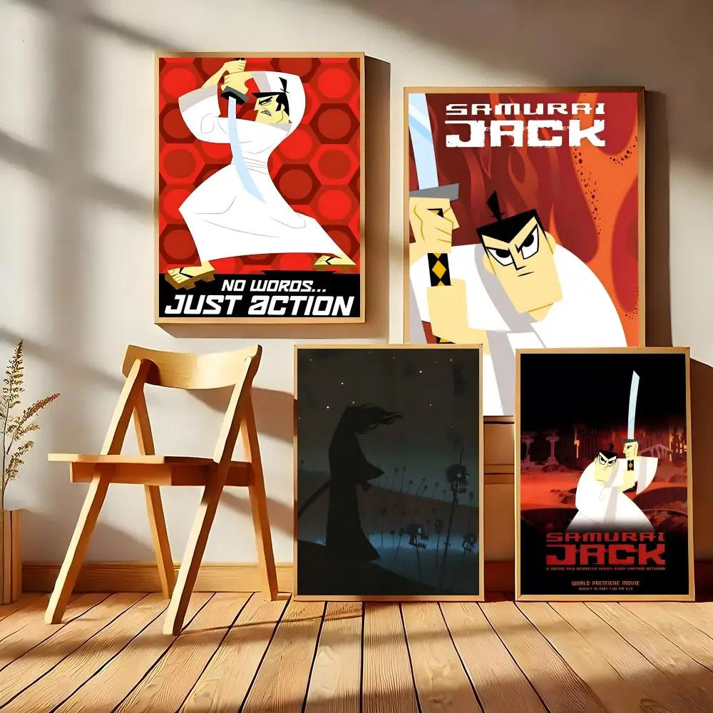 Movie S-Samurai Jack Poster Easy To Install Self Adhesive HD Wall Decor Waterproof Tear Resistant Home Bedroom Perfect Gift