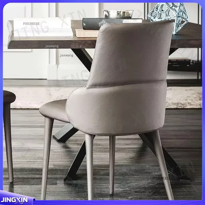 Custom for Leather Dining Chair Living Room Lounge Minimalist Bedroom Reception Coffee Backrest Seat Furniture Home Decor