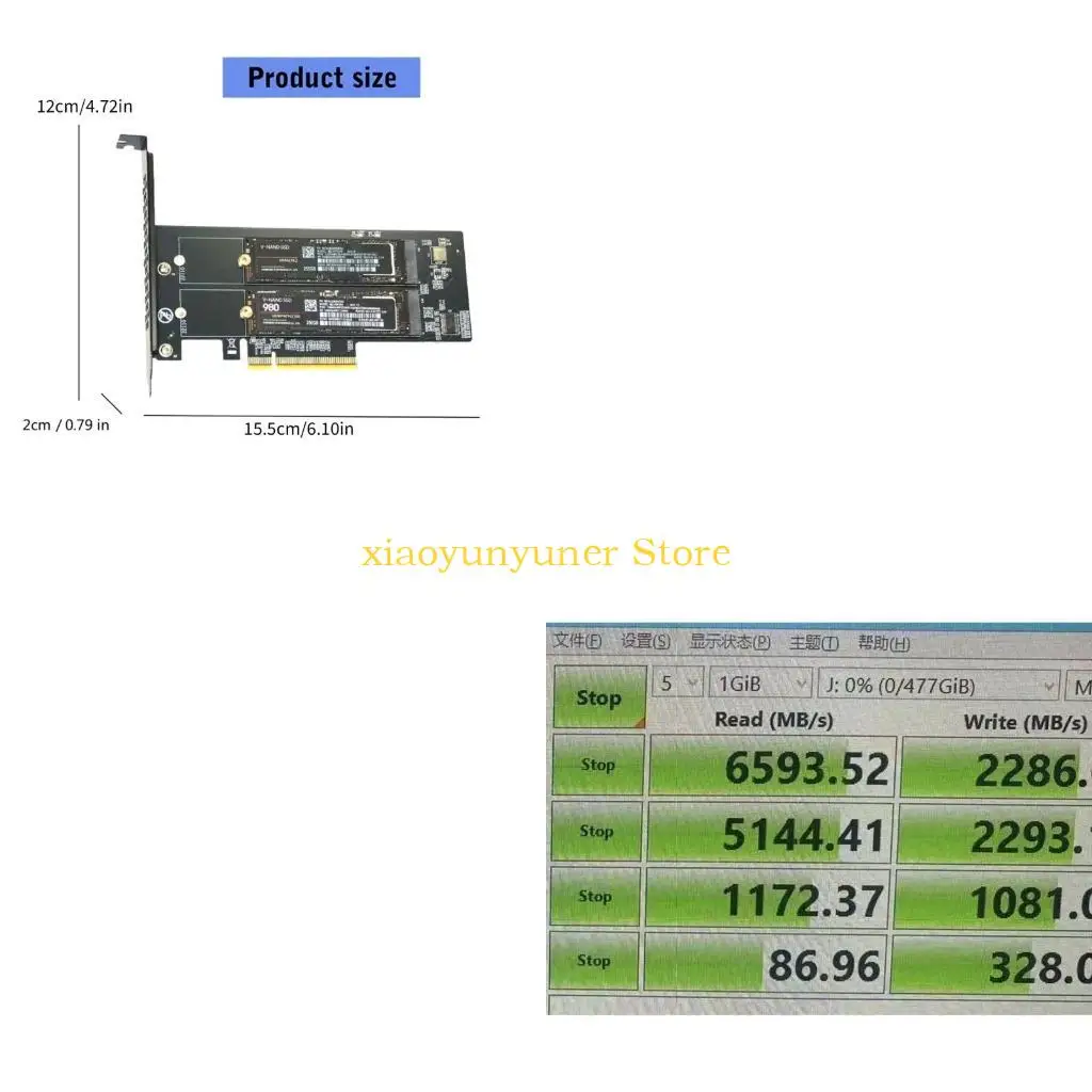 P9JB Two M.2 NVME M to PCIe Adapters Board PCIE Circuit Split Card
