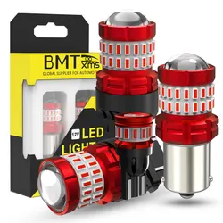 BMTxms 2PCS Red Canbus 1157 P21/5W T20 7443 W21/5W LED Brake Lamp T25 P27/5W 1156 P21W W5W Led Car Moto Stop Signal Tail Lights