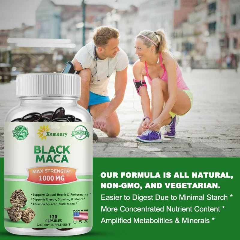 Xemenry Black Maca Root Extract Softgels All Natural Healthy - Non-GMO