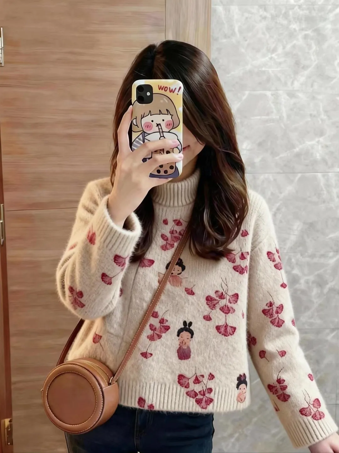 

Loose Long Sleeve Women's Knitted Sweater Cartoon Print Comfortable Casual Style Autumn Winter Fashion Trend Korean Style