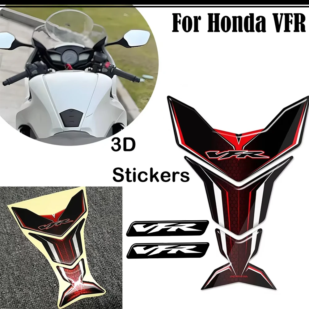 Motorcycle For Honda VFR 400 750 800 1200X X F Tank Pad Gas Fuel Oil Kit Knee Fairing Emblem Badge Protection 3D Stickers Decals