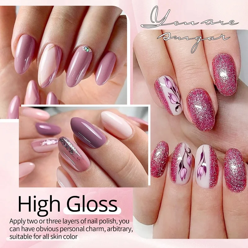 UR SUIKER 10 Stuks Kleurrijke Gel Nagellak Set Glitter Roze Rode Kleur Losweken UV Gel Voor Nail Art manicure Kit Nagelbenodigdheden