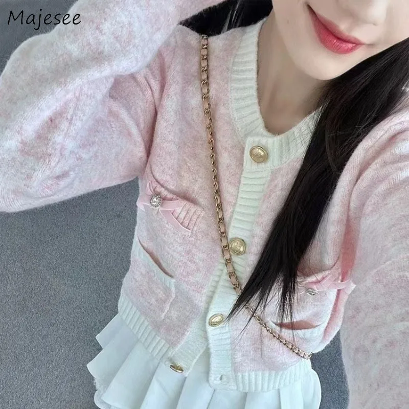 

Cardigan Women Panelled Knitted Sweet Gentle Girls Leisure Ins Korean Fashion Autumn Popular Classic Prevalent Daily Aesthetic