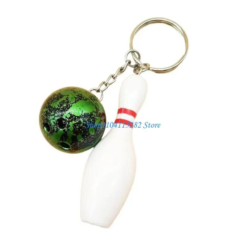 

A2BF Creative Bowling Ball & Pin Pendant Keychain Stylish Blue Bowling Ball Keychain for Bag Decoration & Car Keyring Charm