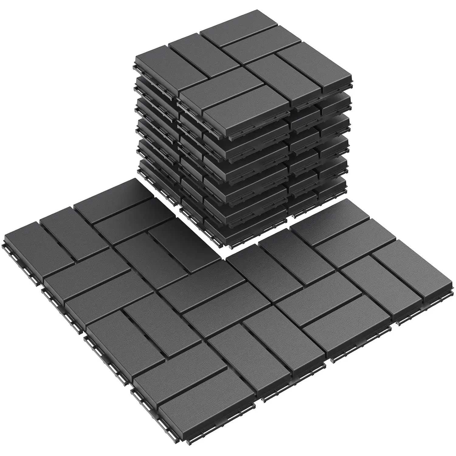 

Plastic Interlocking Deck Tiles, 9 Pack Outdoor Patio Flooring, 12'x12' Interlocking Decking Tile