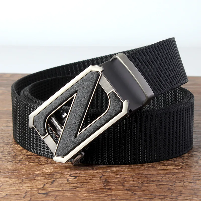 

Men Canvas belt auto lock buckle woven nylon belt casual men's Jeans belt