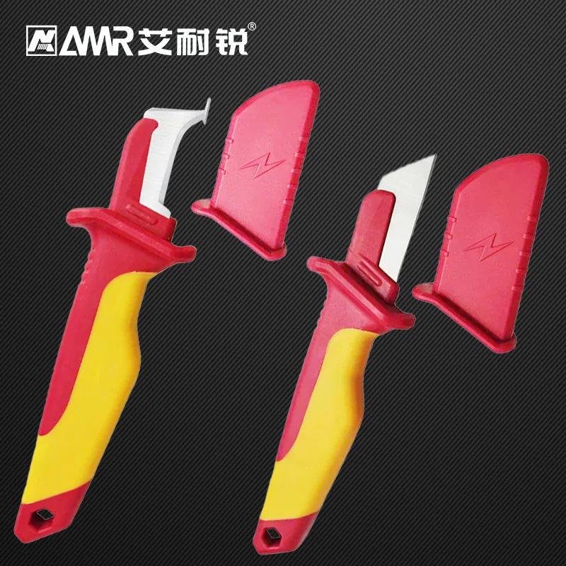 Electrician Knife Insulated Cable Stripping Snips Straight Curved Hook Fixed Blade Wire Stripper Peeling Hand Tool