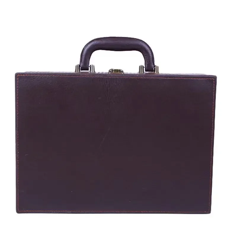 2024 New Business Leather Portable Briefcase Script Box Policy Contract Document Storage Box