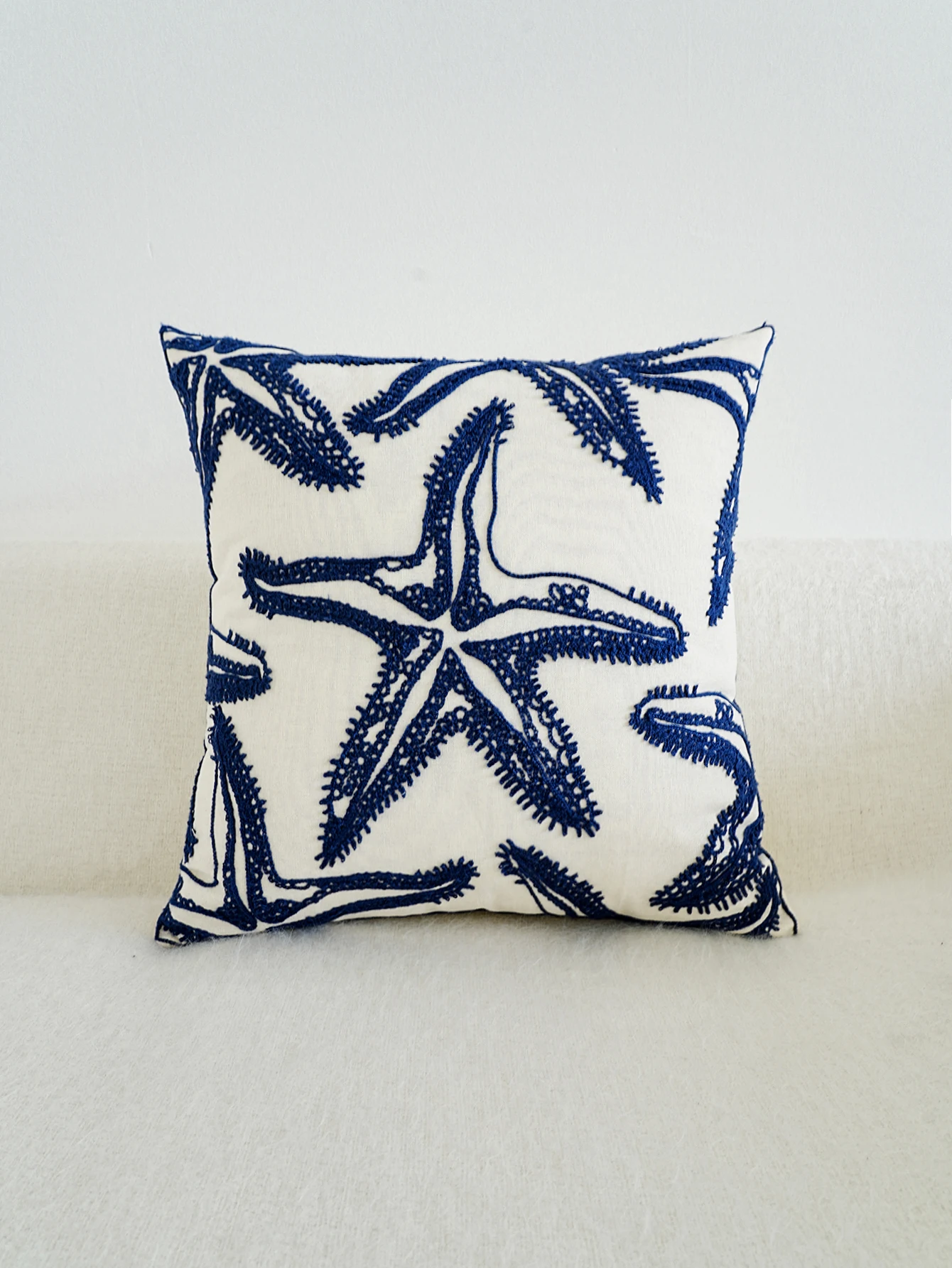 1pc, Modern Starfish Embroidered Pillow Cover for Sofa, Couch - Soft and Stylish Home Decor with No Pillow Core