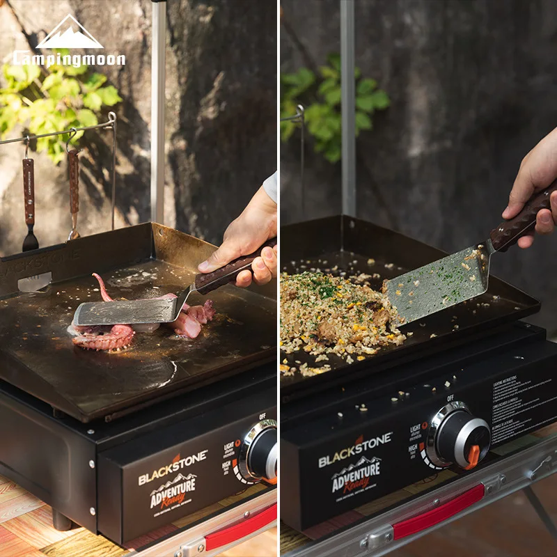 CAMPINGMOON MS-29 Steakspatel für Outdoor-Camping aus 304 Edelstahl mit Massivholzgriff