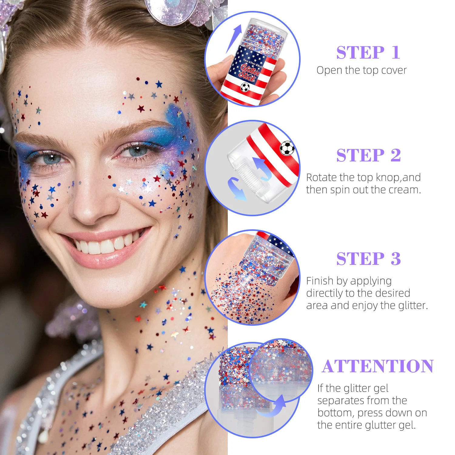 Sparkling Sequins Glitter Gel Stick 8 Colors Sequin Body Glitter Cosmetic Stick Hair Glitter Stick Festival Makeup for Christmas