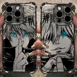 Anime Jujutsus Kaisens Gojo Plating Case for IPhone 16 15 14 13 12 11 Pro Max X XR XSMax 7 8 6 Plus Anti-Fall Airabag Back Cover