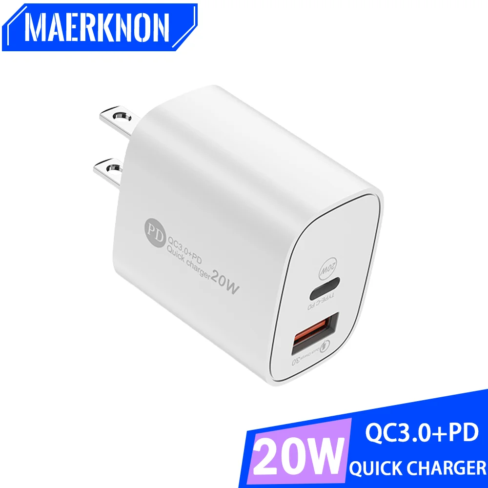 PD USB Charger 20W Fast Charging Power Adapter Type C Quick Charge 3.0 For iPhone Xiaomi13 Samsung Phone Wall Charger EU/US Plug